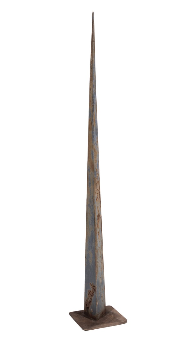 American-School Welded Steel Garden Spire: American-School Welded Steel Garden Spire signed ?Comstock? to side, h. 76 in.