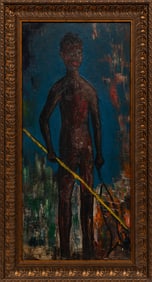 Alvin Carl Hollingsworth, American/New York 1928-2000, "Untitled: Fisherboy", oil on masonite