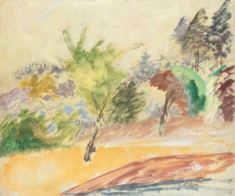 Leo Stein, American 1872-1947, "Landscape", oil on board