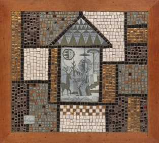 David Holleman, American/Massachusetts 1927-2020, "Saint Francis Preaching to the Animals", ceramic