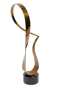 Curtis Jere, American 20th c., "Ribbon", brass and marble