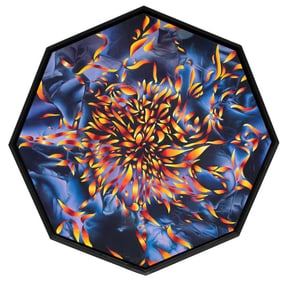 American School 20th c., "Kaleidoscope Abstract", acrylic on octagonal shaped canvas
