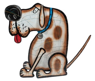 Frederick Prescott, American/New Mexico b. 1949, "Bad Bad Dog", paint, metal and mixed media kinetic