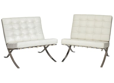 Near Pair of Mies van der Rohe-Style Barcelona Chairs