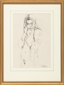 Geoffrey Humphries, British/Italy b. 1945, "Woman in Robe", graphite on paper