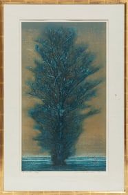 Joichi Hoshi, Japanese 1913-1979, ?High Tree (Blue)", woodblock print