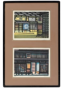 Clifton Karhu, American/Japan 1927-2007, ?Takayama II? and ?Takayama IV?, 2 color woodblock prints