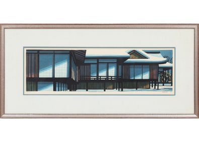 Clifton Karhu, American/Japan 1927-2007, ?Katsura Rikyu?, color woodblock print on paper