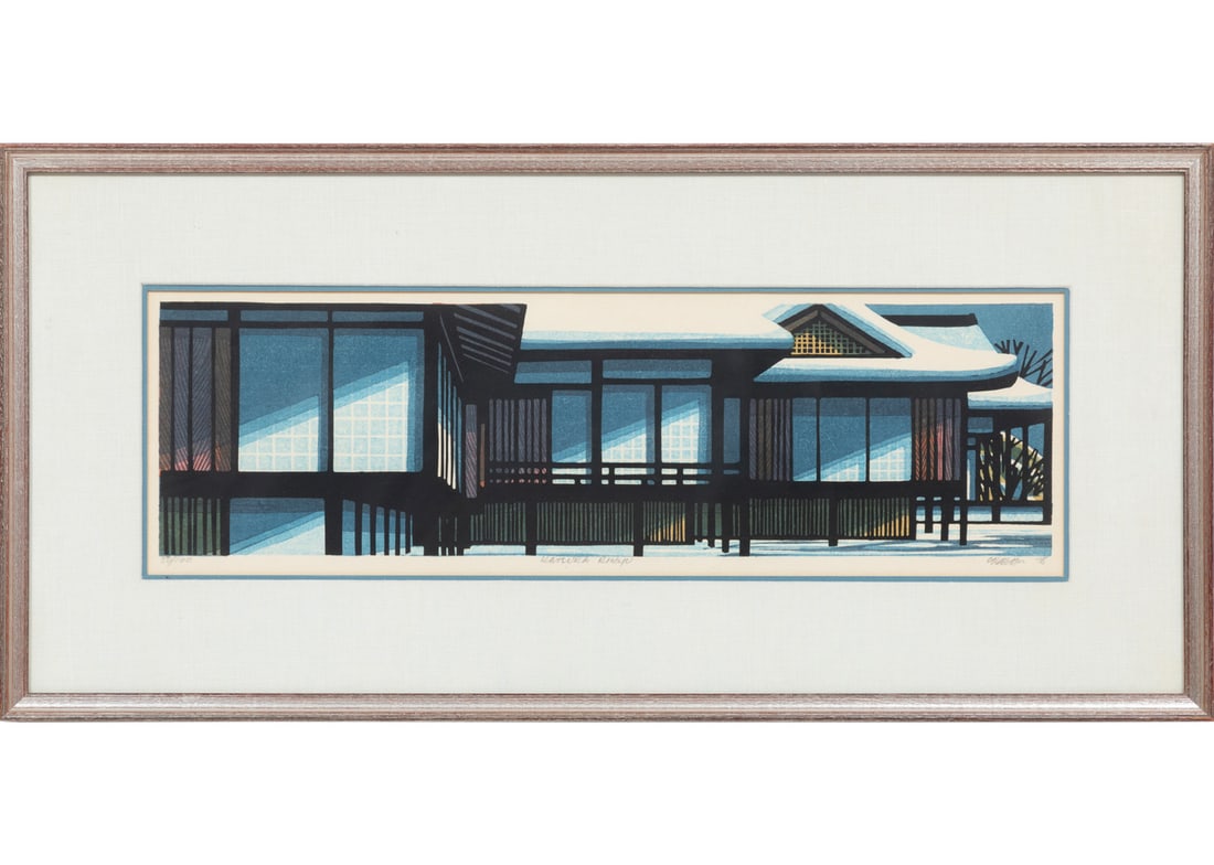 Clifton Karhu, American/Japan 1927-2007, ?Katsura Rikyu?, color woodblock print on paper (1 of 3)