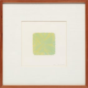 Masahiko Tsubota, Japanese 1947-2023, "Abstract Composition in Yellow and Blue Lines" and "Abstract