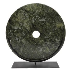 Chinese Carved Jadeite Bi Disk