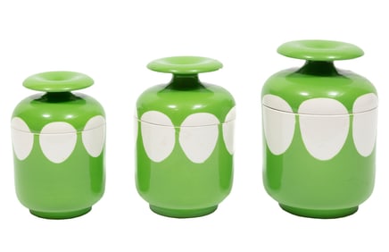 Three Mid-Century Manciolli Art Pottery Canisters