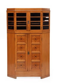 Jugendstil Inlaid Oak Vitrine Cabinet
