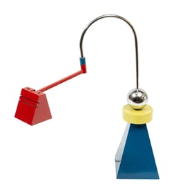 Vintage Memphis-Style Enameled Metal and Chrome Table Lamp