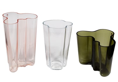 Three Alvar Aalto for Iittala Blown Glass Vases