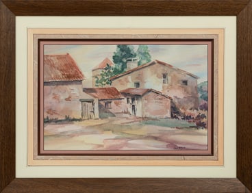 Len Kilgore, American/Louisiana 20th c., "The Old Farmhouse", watercolor on paper