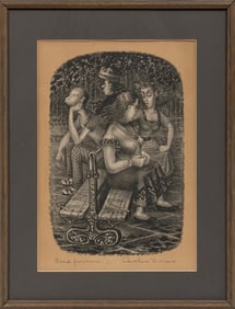Caroline Wogan Durieux, American/Louisiana 1896-1989, ?Banc Parisien?, lithograph