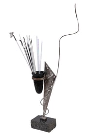 Jeff Jackson & Loretta Eby (American/Georgia, 20th c.), "Abstract Composition", blown glass, metal