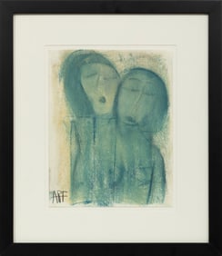 Aubry Raymond Frederick, American/Louisiana 1954-2003, "Two Figures in Blue", pastel on paper