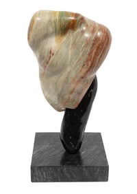Jenny Authement, American/Louisiana 20th c., "Woman's Virtue", Tennessee alabaster and black Belgium