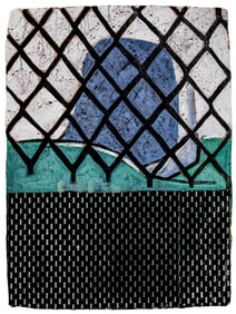 Rosemary Goodell, American/Louisiana 20th c., "Untitled: Chain Link Fence", mixed media on paper