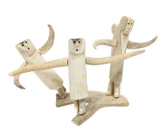 Luke Anowtalik, Inuit/Canada 1932-2006, "People", carved found caribou antler and wood