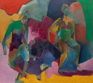 Ann Harding, American/Louisiana 20th c., "Watching the Dance", oil on canvas
