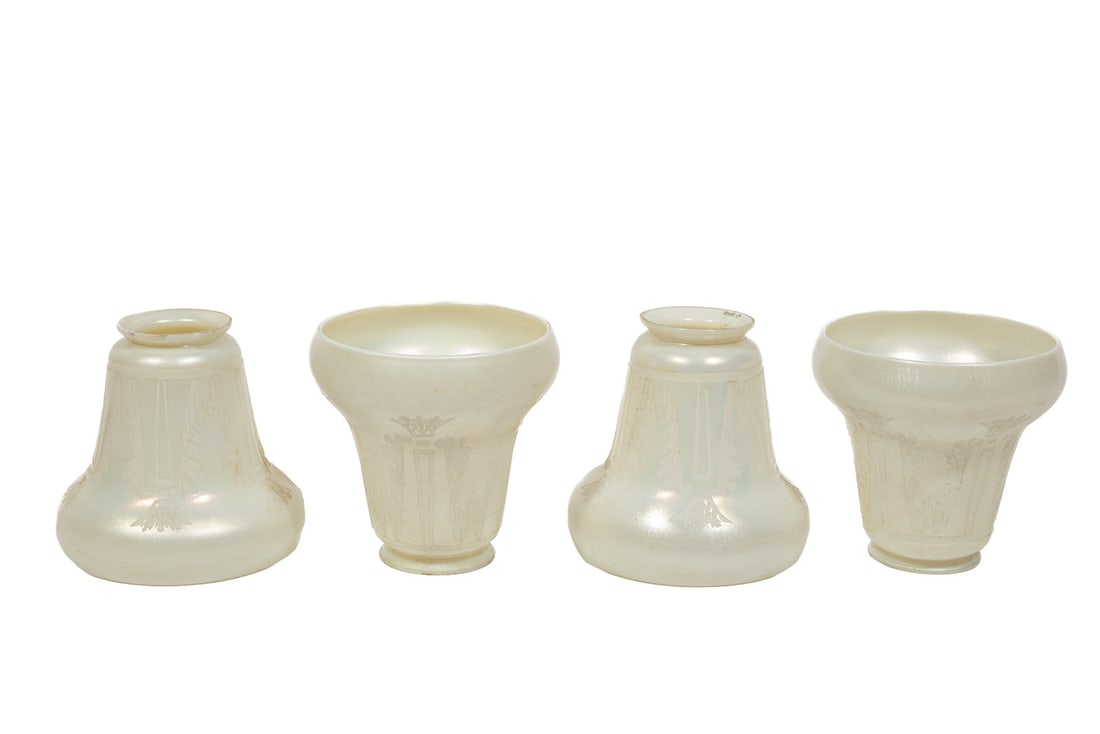 Set a Four Steuben Etched Calcite Shades (1 of 2)