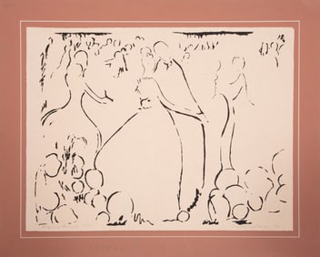 Virginia Barnes, American/Alabama 1895-1984, "Old Fashioned Dance", offset lithograph on paper