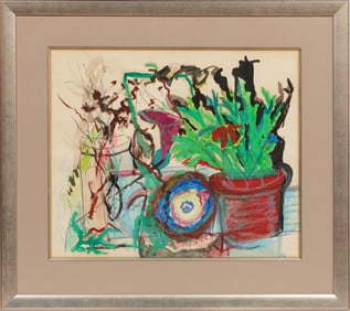 Hazel Guggenheim McKinley, American/Louisiana 1903-1995, "Potted Plant", watercolor and mixed media