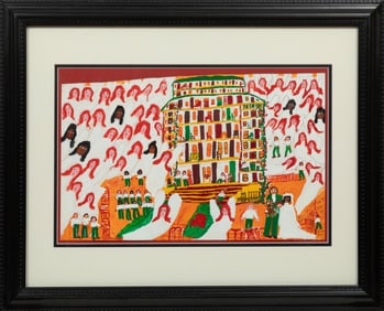 Sister Gertrude Morgan, American/Louisiana 1900-1980, "Revelation", mixed media on paper mounted to