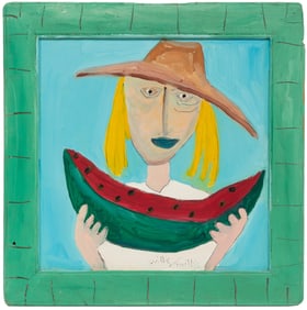 Willie Willie, American/Louisiana 20th c., ?Watermelon Gal?, acrylic on panel