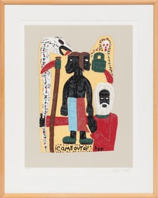 Herbert Singleton, American/Louisiana 1945-2007, "Came Out of Her", serigraph on paper