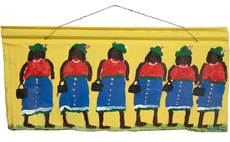 Woodie Long, American/Alabama 1942-2009, "Church Ladies", paint on found metal