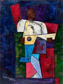 William Tolliver, American/Louisiana 1951-2000, ?Banjo Player?, oil on canvas