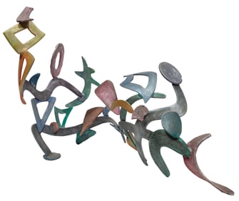 Steve Kline, American/Louisiana 20th c., "Dancing Daze", polyurethane on brushed aluminum