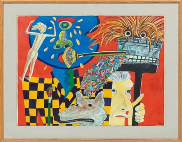 Robert Joseph Warrens, American/Louisiana b. 1933, "Studio Compatriots", acrylic on Arches paper