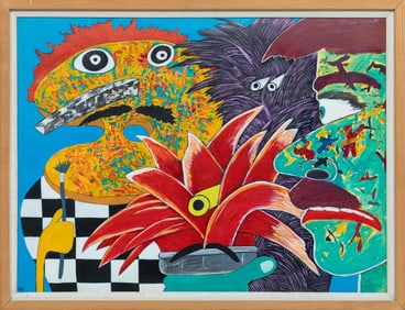 Robert Joseph Warrens, American/Louisiana b. 1933, "The Menace of the Brushes", acrylic on Arches