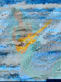 Bunny Matthews, American/Louisiana 1951-2021, "Electric Mermaid", oil on gallery-wrapped canvas