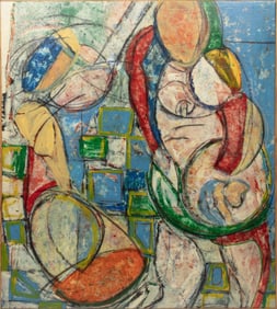 Mark Nikoff, American/Louisiana 20th c., ?Mother & Child?, mixed media on canvas