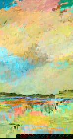 David Alpha, American/Louisiana b. 1951, ?Light Filled Grassland, Land Chi?, oil on gallery-wrapped