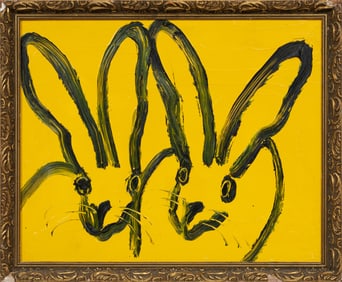 Hunt Slonem, American/Louisiana b. 1951, "Duet Bunnys", oil on panel