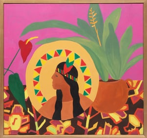 Hunt Slonem, American/Louisiana b. 1951, ?Pocahontas Pillow?, oil on canvas