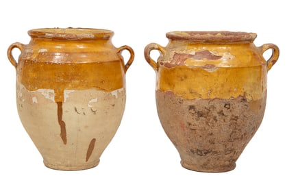 Two Antique French Glazed Confit Jars
