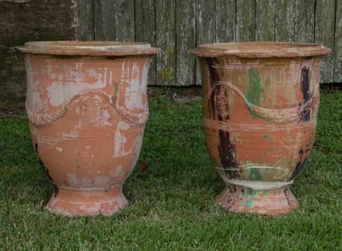Pair of Anduze Glazed Terracotta Garden Urns