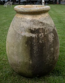 Large Antique French Glazed Olive Jar