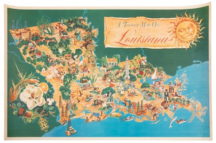 Vintage Pictorial Map of Louisiana