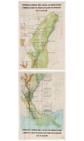 Monumental Antique Army Engineers Flood Map of the Mississippi River