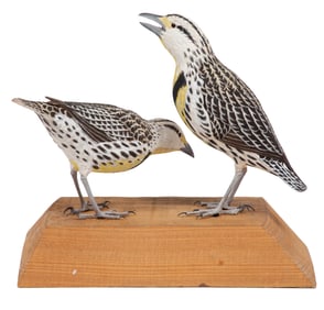 Don Gomez, American/Louisiana, b. 1951, "Meadow Lark", paint and mixed media on carved wood, 1999,