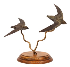 Don Gomez, American/Louisiana, b. 1951, "Chimney Swift", paint and mixed media on carved wood, 1998,